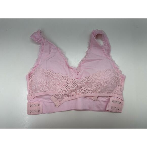 Womens Bra Size XXL Light Pink Lace Front CrissCross Staps Adjustable Padded New - Picture 1 of 9